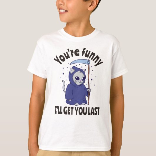 Funny Grim Reaper Cat Halloween Costume T-shirt (Voorkant)