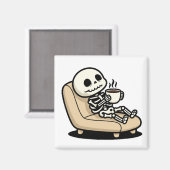 Funny Grim Reaper Drinking Coffee | "Dead Inside"  Magneet (Voorkant / Achterkant)