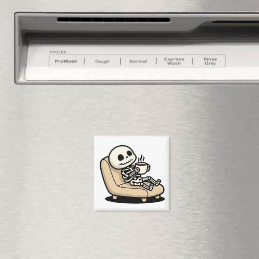 Funny Grim Reaper Drinking Coffee | "Dead Inside"  Magneet (Insitu (Vaatwasser))