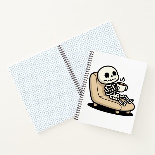 Funny Grim Reaper Drinking Coffee | "Dead Inside"  Notitieboek (Binnen)