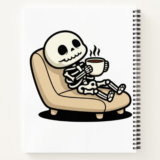 Funny Grim Reaper Drinking Coffee | "Dead Inside"  Notitieboek (Achterkant)