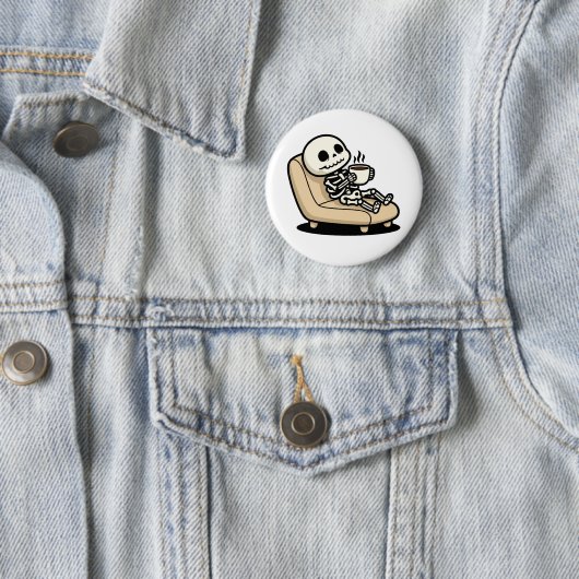 Funny Grim Reaper Drinking Coffee | "Dead Inside"  Ronde Button 5,7 Cm (In situ)