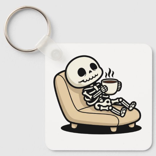 Funny Grim Reaper Drinking Coffee | "Dead Inside"  Sleutelhanger (Voorkant)