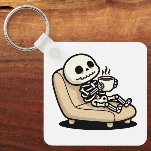 Funny Grim Reaper Drinking Coffee | "Dead Inside"  Sleutelhanger (Voorkant)