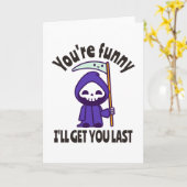 Funny Grim Reaper Skeleton Halloween Costume Kaart (Gele Bloem)
