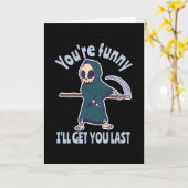 Funny Grim Reaper Skeleton Halloween Costume Kaart (Gele Bloem)