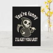 Funny Grim Reaper Skeleton Halloween Costume Kaart (Gele Bloem)