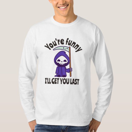 Funny Grim Reaper Skeleton Halloween Costume T-shirt (Voorkant)