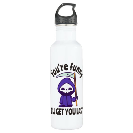 Funny Grim Reaper Skeleton Halloween Costume Waterfles (Voorkant)