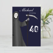 Funny Grim Reaper uitnodiging van Birthday Party (Staand voorkant)