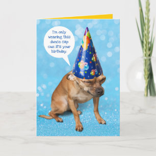 Funny Grimacing Chihuahua Birthday Dunce Pet Kaart