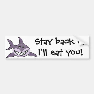 Funny Grinning Gray Shark Cartoon Bumpersticker