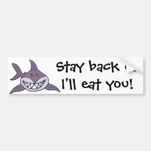 Funny Grinning Gray Shark Cartoon Bumpersticker (Voorkant)