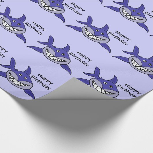 Funny Grinning Shark Happy Birthday Giftwrap Cadeaupapier (Hoek)