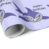 Funny Grinning Shark Happy Birthday Giftwrap Cadeaupapier (Rol Hoek)