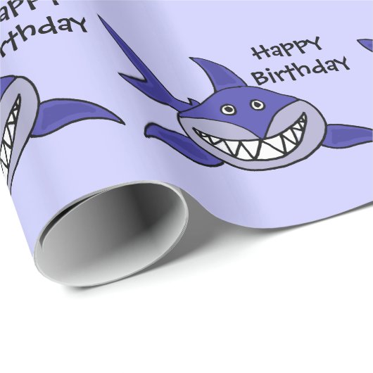 Funny Grinning Shark Happy Birthday Giftwrap Cadeaupapier (Rol Hoek)