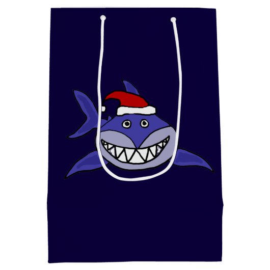 Funny Grinning Shark kerstcadeau Medium Cadeauzakje (Achterkant)