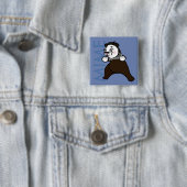 FUNNY GRIZLY BEER MIME SQUARE PIN-TERUG BUTTON (In situ)