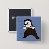 FUNNY GRIZLY BEER MIME SQUARE PIN-TERUG BUTTON (Voorkant /achterkant)