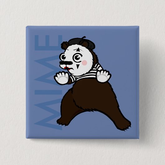 FUNNY GRIZLY BEER MIME SQUARE PIN-TERUG BUTTON (Voorkant)