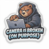 Funny Grizzly Bear Laptop Camera Sticker (Voorkant)