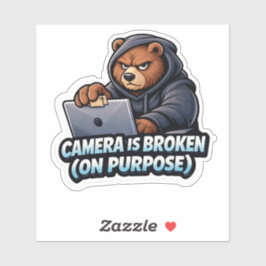 Funny Grizzly Bear Laptop Camera Sticker