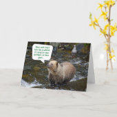Funny Grizzly Beer buitenshuis Natuur Verjaardag Kaart (Gele Bloem)
