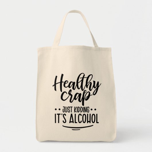 Funny Grocery Shopping Bag, Healthy Crap Canvas ta Tote Bag (Voorkant)