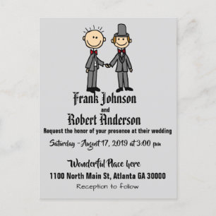 Funny Groom en Groom Gay Wedding Invitation Uitnodiging Briefkaart