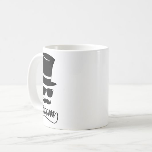 Funny Groom Shirt White for Men Pet and Mustache T Koffiemok (Voorkant links)