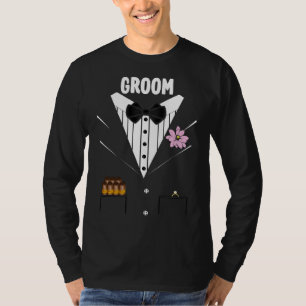 Funny Groom Tuxedo met sigaren en ring voor bride T-shirt