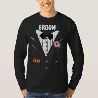 Funny Groom Tuxedo met sigaren en ring voor bride T-shirt