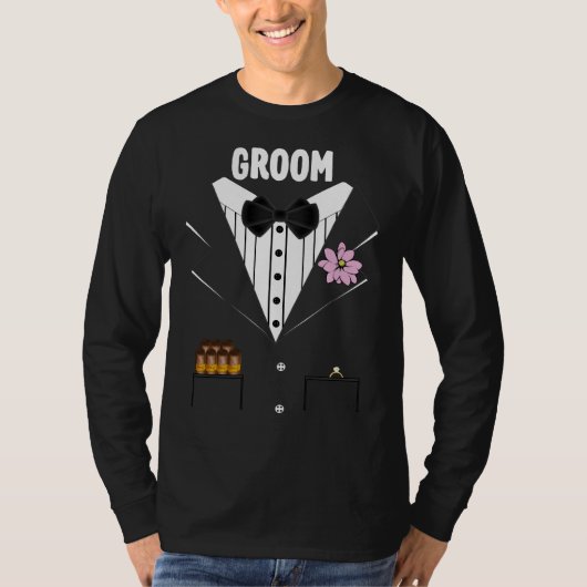 Funny Groom Tuxedo met sigaren en ring voor bride T-shirt