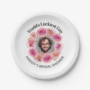 Funny Groom's Face Bachelorette Bright Floral Papieren Bordje