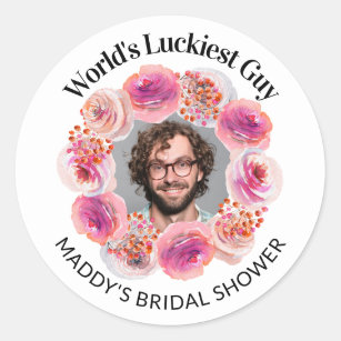 Funny Groom's Face Bachelorette Bright Floral Ronde Sticker