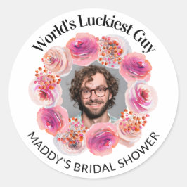 Funny Groom's Face Bachelorette Bright Floral Ronde Sticker
