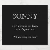 Funny Groomsman Gift Black and White Bier Etiket (Enkel label)