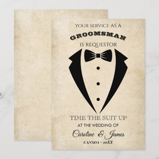 Funny Groomsman  Invitation (Voorkant / Achterkant)