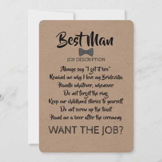 Funny Groomsman of Best Man Job Voorstel Kaart (Voorkant)