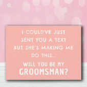 Funny Groomsman voorstel Kaart | Pastel perzik Kaa