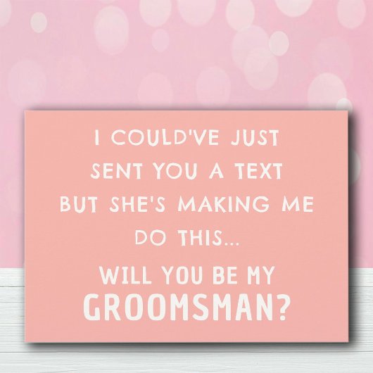 Funny Groomsman voorstel Kaart | Pastel perzik Kaa