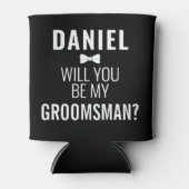 Funny Groomsman Wedding Bro Voorstel Zwarte Beer Blikjeskoeler (Voorkant)