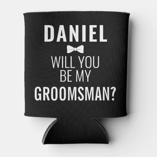 Funny Groomsman Wedding Bro Voorstel Zwarte Beer Blikjeskoeler (Voorkant)