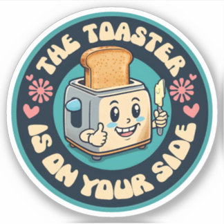 Funny groovy 60s hippie toaster thumbs up sticker