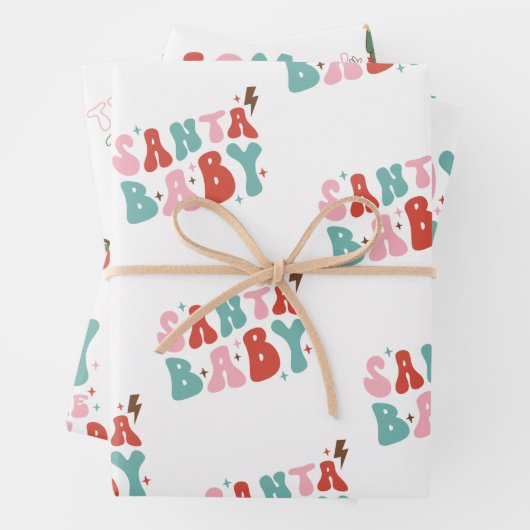 Funny Groovy kerst 1970 Inpakpapier Vel (In situ)