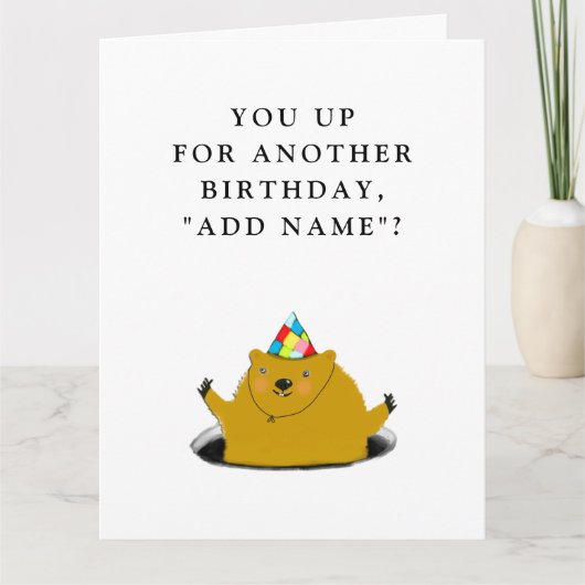 Funny Groundhog Day Birthday Kaart (Voorkant)