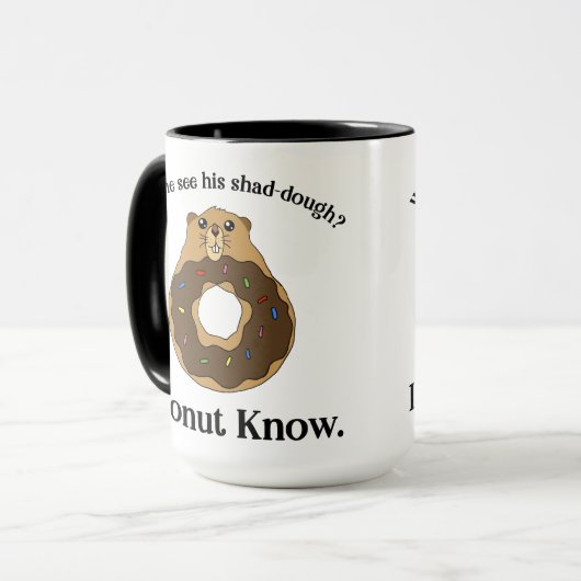 Funny Groundhog Day Donut Joke Gezegde Mok (Voorkant links)