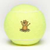 Funny Groundhog in Hole Cartoon Tennisballen (Voorkant)