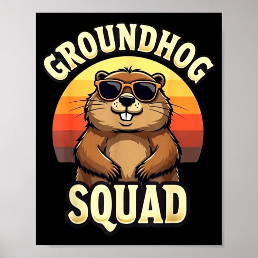 Funny Groundhog Squad Happy Groundhog Day Celebrat Poster (Voorkant)