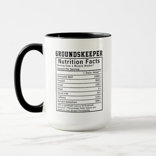 Funny Groundskeeper Nutrition Facts Worker Gift Mok (Links)